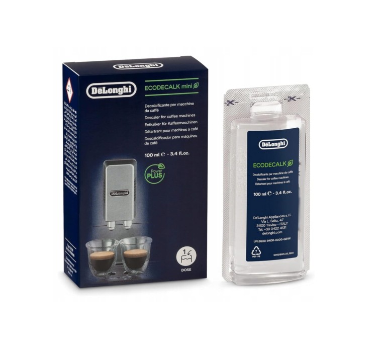 Odkamieniacz DeLonghi EcoDecalk Mini 100ml (DLSC101). Jednorazowa porcja płynu do odkamieniania ekspresu.