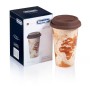 Kubek ceramiczny termiczny DeLonghi 300ml (DLSC056). Kubek z podwójną ścianką, wzór geometryczny.