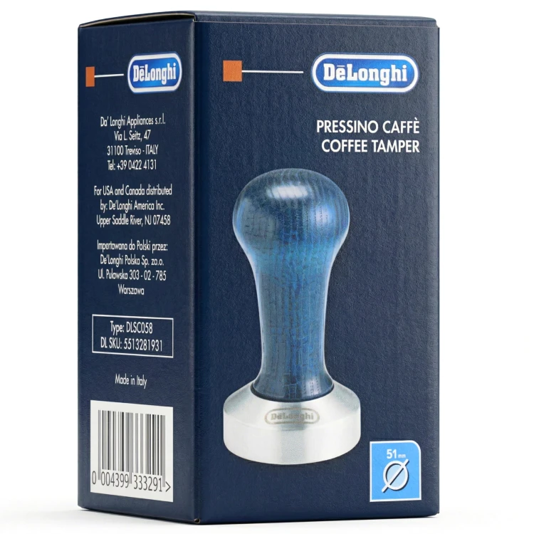 Tamper do kawy DeLonghi 51mm (DLSC058). Profesjonalny ubijak ze stali nierdzewnej z drewnianą rączką_6.jpg