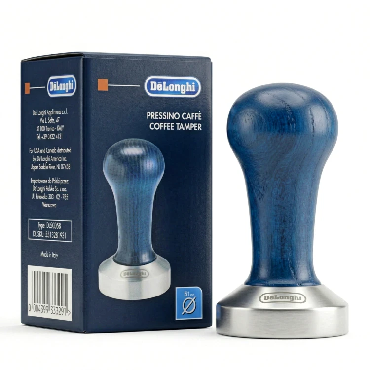 Tamper do kawy DeLonghi 51mm (DLSC058). Profesjonalny ubijak ze stali nierdzewnej z drewnianą rączką_7.jpg