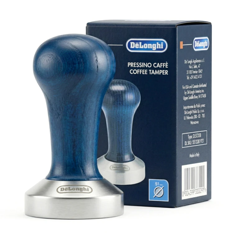 Tamper do kawy DeLonghi 51mm (DLSC058). Profesjonalny ubijak ze stali nierdzewnej z drewnianą rączką_8.jpg