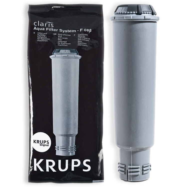 Oryginalny filtr wody Krups Claris F08801. Wkład filtrujący wkręcany do ekspresów Krups Evidence, Intuition, Barista.