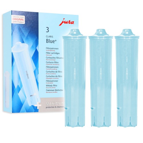 Zestaw 3 filtrów wody Jura Claris Blue (niebieski). Wkłady do starszych modeli Jura (Ena, Impressa).