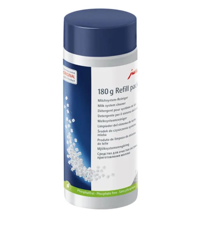Granulat do czyszczenia systemu mleka Jura 180g (Click &amp; Clean). Środek czyszczący z wygodnym dozownikiem.