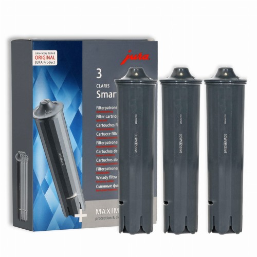 Zestaw 3 filtrów wody Jura Claris Smart (szary). Oryginalny filtr z chipem RFID do ekspresów Jura E8, Z6.