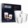 Zestaw 6 szklanek termicznych DeLonghi (Espresso, Cappuccino, Latte). Komplet prezentowy szklanek z podwójnym dnem.